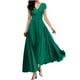 thumbnail image 2 of Puntoco Vestido De Manga Corta Con Cuello En V, Vestido De Noche Con Cintura De Color Liso De Verano Para Mujer Verde Xl, 2 of 6