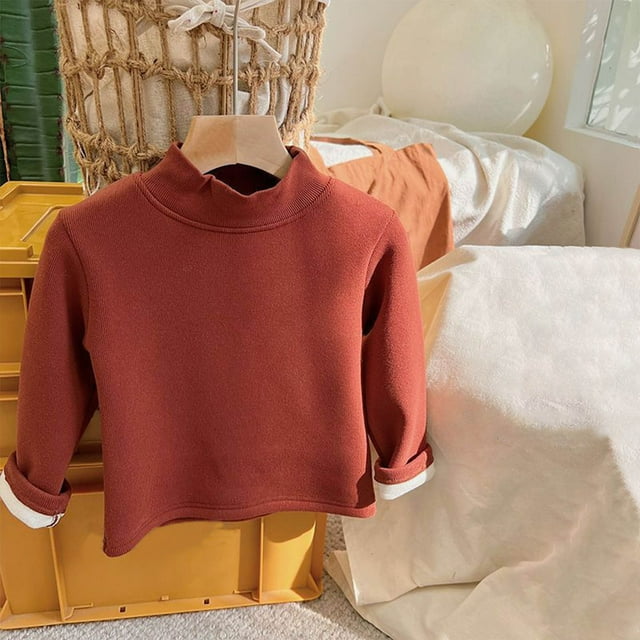 Chemise de Base à Col Roulé Uni pour Filles, Garçons et Tout-Petits (1 Tout-Petit-10 Ans)