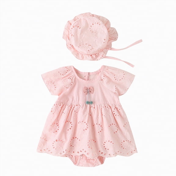 WUANDIXFA Preemie Clothes Girl Baby Girl Clothes Outfits Infant Summer Romper Preemie Newborn Photography with Hat 3-6 Months,Pink