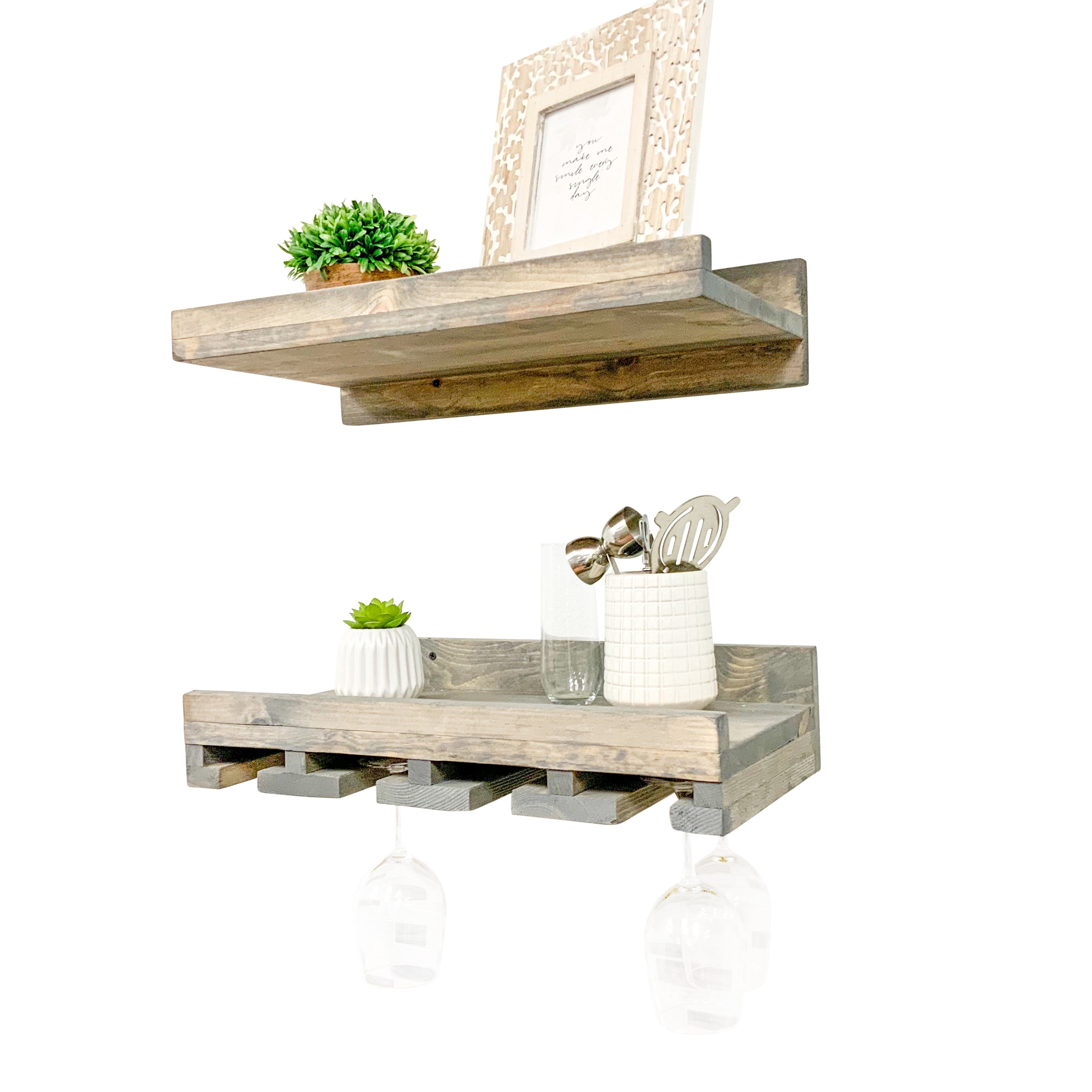 Del Hutson Designs Gray 20inch Rustic Luxe Tiered Wine Rack Set of 2
