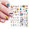 thumbnail image 1 of Pegatinas de uñas 4 en 1 con flores de Navidad, calcomanías con dibujos de copo de nieve, pájaro, Papá Noel, pingüino, alce, calcomanías de invierno, decoración de Año Nuevo deslizantes, SAI44-49 DE M, 1 of 4