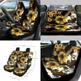 thumbnail image 2 of Xoenoiee American Sunflower Leopard Cow Print 15 PCS Car Seat Covers Set, Car Seat Protector Steering Wheel Cover Seat Belt Covers Trash Bin Sunglasses Pocket Rear View Mirror Cover Coasters, 2 of 7