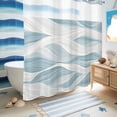 thumbnail image 5 of No Hook Shower Curtain, White Blue Ombre Stripe Shower Curtains for Bathroom with See Through Top Window, Modern Abstract Moire Waves Waterproof & Washable Bath Curtain Long 72"x78", 5 of 9
