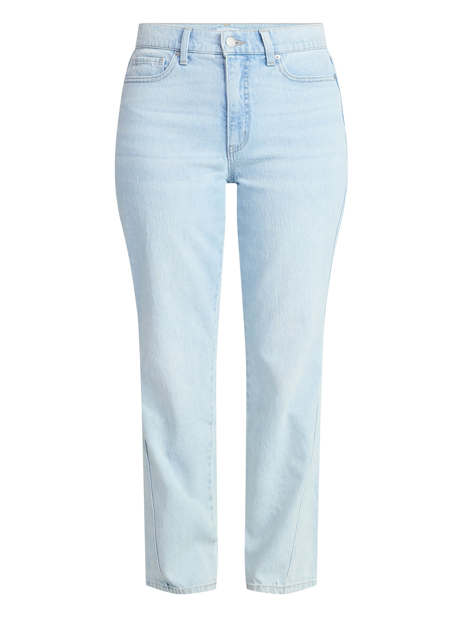 Time and Tru Women's High Rise Relaxed Straight Leg Jeans, 30" Inseam, Sizes 0-22