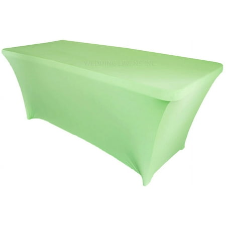 

Wedding Linens Inc. (200 GSM) Premium 6 FT Rectangular Spandex Stretch Fitted Table Cover Tablecloths - Mint Green