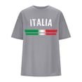thumbnail image 3 of Women's European Cup Italian Casual Letter Print Round Neck Short Sleeved Oversized Loose T Shirt Top Workout Tops for Women Loose Fit Polyester Womens Shirt Womens Neck Tops Long Sleeve Shirt, 3 of 3