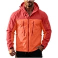 thumbnail image 3 of Sevevn Men Rain Jacket Attached Hood Regular Fit Waterproof Shell Fabric Full Zip Dual Chest Zip Pockets Arm Zip Pocket Cuffs Drawstring Hem For Hiking Wear, 3 of 9