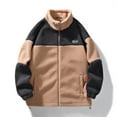 thumbnail image 2 of VBARHMQRT Veste en Flanelle Homme Patchwork Veste d'Extérieur Teddy avec Col Montant Veste d'Hiver Sweat avec Fermeture Éclair L, 2 of 4