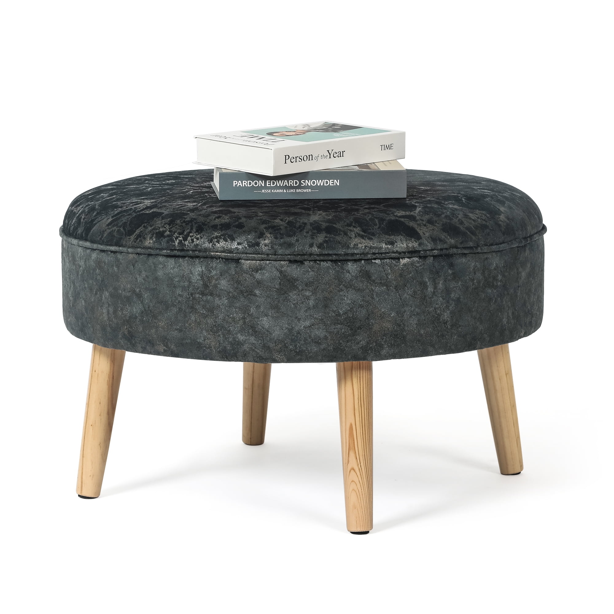 Small Foot Stool, Round Grey Velvet Fabric Padded Ottoman Foot Rest with  Plastic Legs, Footstools and Ottomans Small Comfy Footstool Upholstered for  C for Sale in West Covina, CA - OfferUp