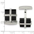 thumbnail image 3 of Stainless Steel Polished Black IP CZ Princess Square Cufflinks; for Adults and Teens; for Women and Men, 3 of 3