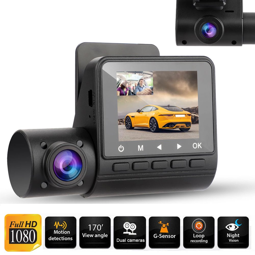 Dash Cam, TSV 1080P Front Inside Dual Car Camera Dash Cam Driving