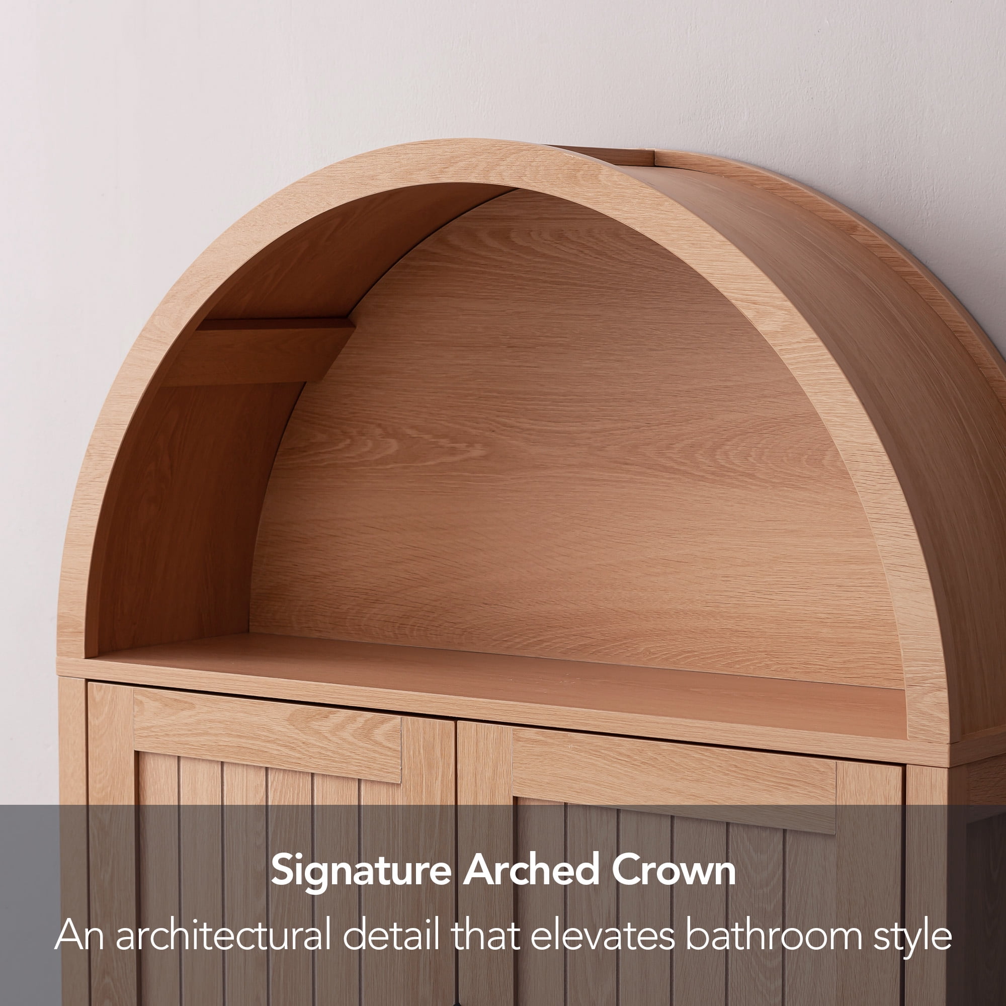 OONNEE 71" Arched Over the Toilet Storage Cabinet with 0.6" Extra-Thick Board, Freestanding Bathroom Organizer with Tissue Holder and Adjustable Shelf, Natural Wood