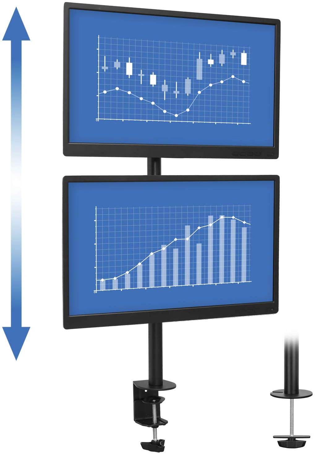 MountIt! Vertical Dual Monitor Mount Stacked Monitor Desk Stand