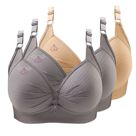 BSDJILFG 3 Pack Full Coverage Bras for Women Wide Straps Plus Size Big Bust Bra High Support Push Up Full Figure Everyday Bra Clearance XS-4XL