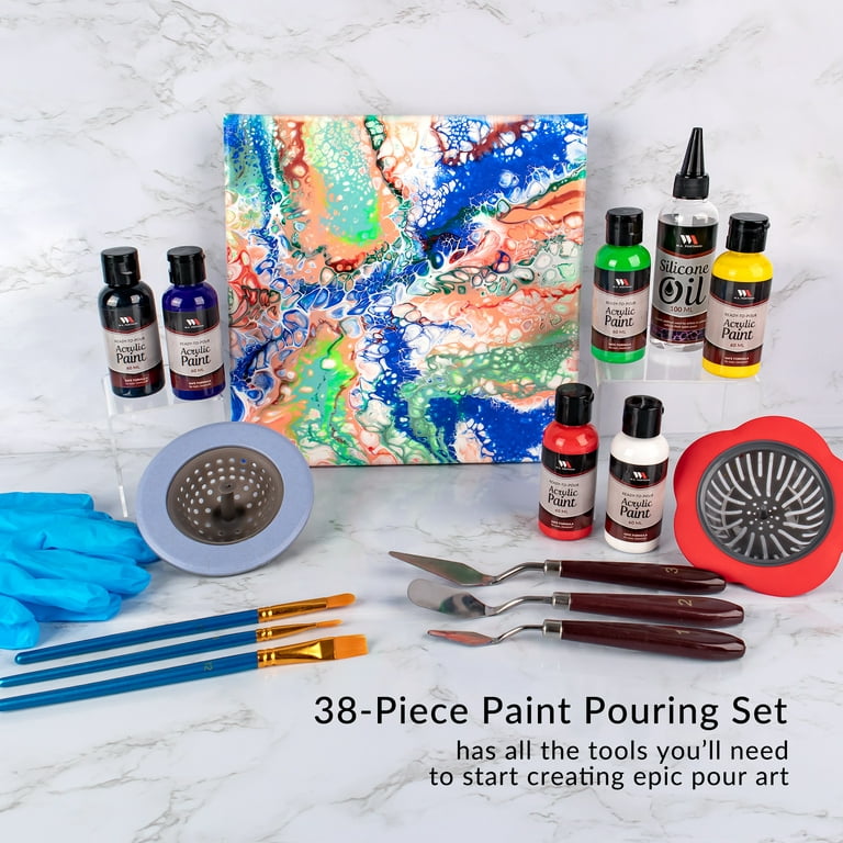 W.A. Portman 38 Piece Complete Acrylic Paint Pouring Kit 