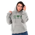 thumbnail image 3 of Peace Love Irish St Pattys Day Clover Hoodie Sweatshirt Women Brisco Brands S, 3 of 5