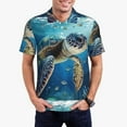 thumbnail image 3 of Rocae Watercolor Turtle for Men's Short Sleeve Polo Shirt, Quick Drying Performance Moisture Wicking Sports Men's Golf Shirt Small, 3 of 9