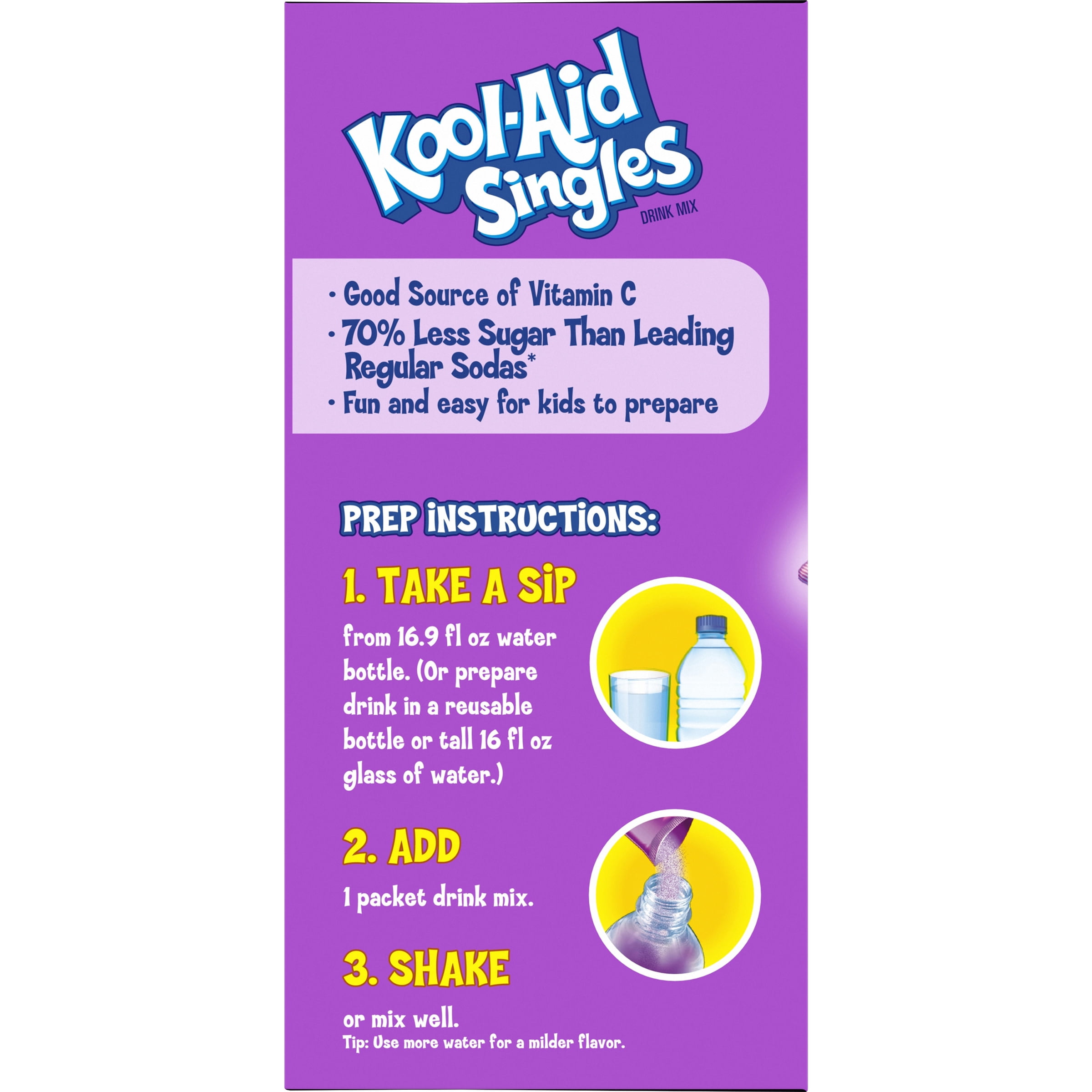 Kool-Aid Singles Sugar-Sweetened Grape Artificially Flavored Powdered Soft Drink Mix, 12 ct On-the-Go-Packets