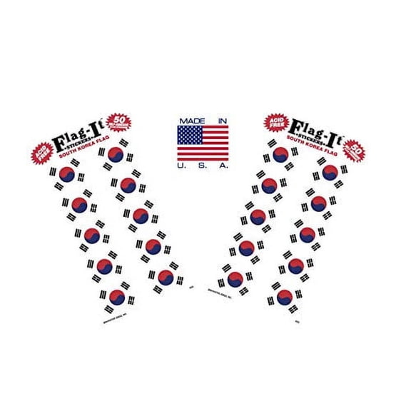 Made in The USA! 2 Packs of Flag-It South Korea Flag Stickers, 100 Korean Sticker Decals