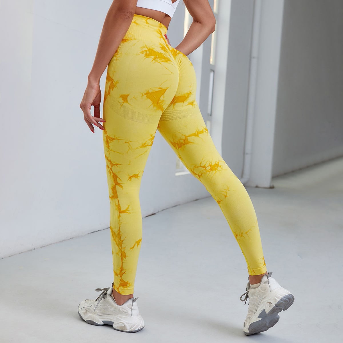 Clothing Gym Legging Fitness Tie Ladies Workout Yoga Sports For Up Push Waist Seamless Pants Women Tights Leggings High Dye