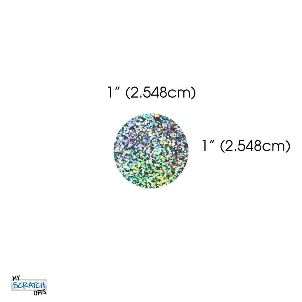 My Scratch Offs 1" Holographic Glitter Silver Round Scratch-off Sticker Labels, 250 Count