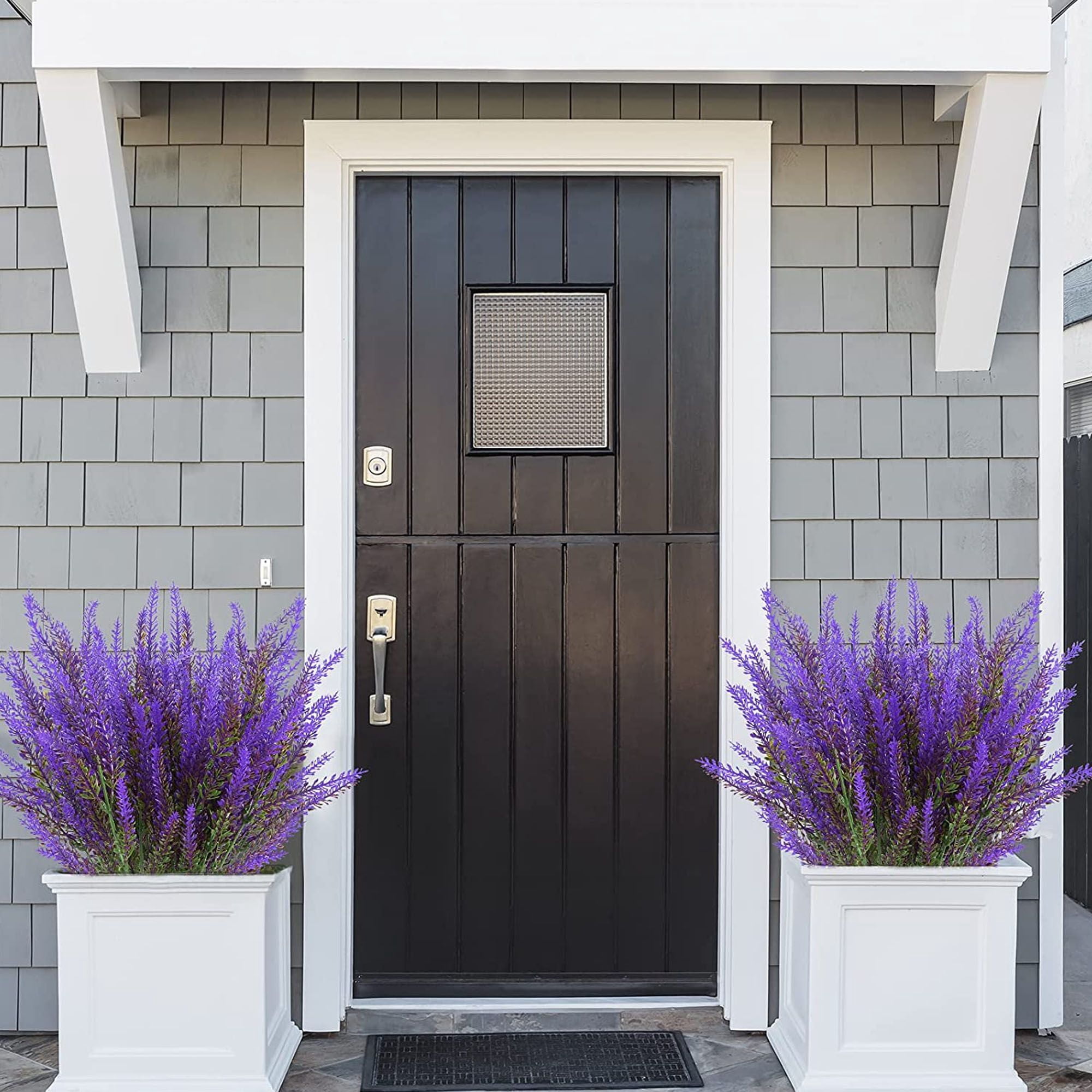 Deago 6 Bundles Artificial Lavender Flowers Outdoor UV Resistant Fake Flowers No Fade Faux Plastic Plants Garden Porch Window Box Decorating (Purple)