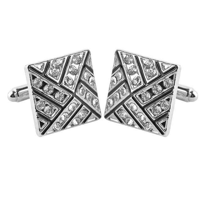 Gemelos geométricos de plata con diamantes de imitación para hombre