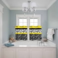 thumbnail image 3 of Black Yellow Kitchen Curtains Small Short 39 Inch Length, Garden Floral Stripe Aesthetic Flower Boho Grommet Bedroom Living Room Curtains, Light Filtering Cafe Curtain Drapes 2 Panels Set 55''x39'', 3 of 9