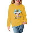 thumbnail image 2 of Cethrio Long Sleeve Tops for Girls, Crewneck Printed Casual Pullover Shirts Yellow Size 5-6 T, 2 of 5