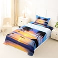 thumbnail image 5 of jejeloiu Tropical Sunset Boat Twin Sheets For Girls,Palm Tree Ocean Print Bedding,Orange Blue,3-Piece,1 Fitted Sheet and 1 Pillowcase, 5 of 6