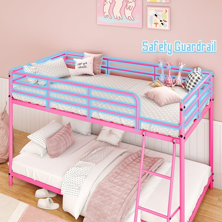 Zimtown Twin-over-Twin Low Profile Junior Bunk Bed, Pink - Walmart.com