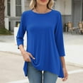 thumbnail image 2 of Bovxnpu 3/4 Length Sleeve Womens Tops, Cotton Casual Tunic Tops for Women Loose Dressy, Women's Fashion Printed T-shirt 3/4 Sleeves Blouse Round Neck Casual S, 2 of 6