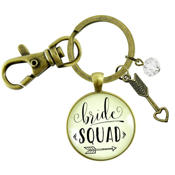 Bride Squad Gutsy Goodness Bronze Keychain Bridesmaid Wedding Womens Jewelry Gift Bachelorette Party Arrow