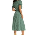 thumbnail image 4 of DYMADE Women Square Neck Floral Split Puff Sleeve Dress, 4 of 4