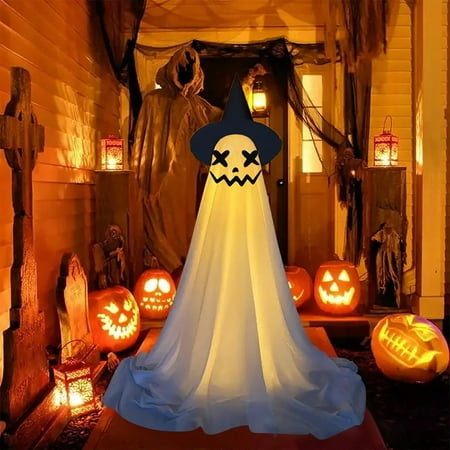 

Halloween Decoration Ghost Hat LED Luminous Ghost With Remote Control String Light Front Porch Courtyard Horror Standing Ghost
