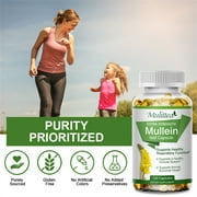 كبسولات Mulittea Natural Mullein Leaf المكمل العشبي لتطهير الرئة ، يدعم وظيفة الجهاز التنفسي الصحي ، 120 كبسولة