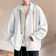 thumbnail image 4 of Levmjia Men's Vintage Hooded Jacket Polyester Zip-Up Casual Coat with Pockets Loose Fit Fashion Outerwear Retro Style Streetwear M-5XL White, 4 of 4