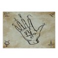 thumbnail image 1 of Occult Cutting Board, Hand Sketch with Spell Signs on Grunge Medieval Retro Themed Art, Decorative Tempered Glass Cutting and Serving Board, Small Size, Black and Tan, by Ambesonne, 1 of 1