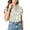 Brown, variant on Womens Striped Blouse No Gape Button Down V Neck Short Sleeve Shirt