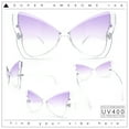 thumbnail image 2 of Womens Butterfly Upside Down Half Rim Plastic Oversized Sunglasses Clear - Purple, 2 of 8