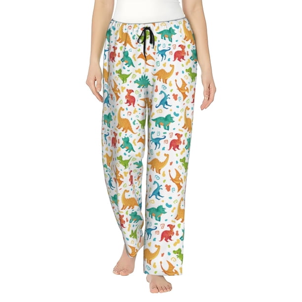 Balery Dinosaur Pantalones de pijama para mujer, pijamas ultraligeros, pantalones de estar por casa-Medium