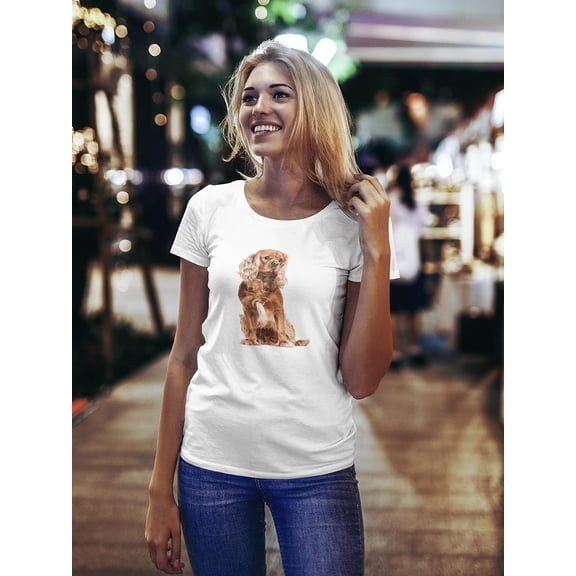 Brown Cavalier Spaniel Dog T-Shirt Women -Image by Shutterstock, Female Small