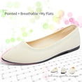 thumbnail image 3 of AOMAIS Women's Fashion Ballet Flats Pointy Toe Flats Mesh Casual Shoes for Women Slip on Shoes(Beige,US11), 3 of 5