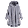 thumbnail image 1 of Womens Winter Jacket Plus Size Button Plush Tops Hooded Loose Cardigan Wool Coat Jacket Pink XXXXXL, 1 of 6