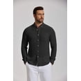 thumbnail image 5 of COOFANDY Men' Long Sleeve Button Down Shirt Casual Summer Beach Wedding Textured Linen Shirts for Men, 5 of 6
