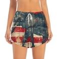 thumbnail image 2 of Yiaed Vintage American Flag Elephant Print Women's Running Shorts with Liner 3 Zipper Pockets Elastic Workout Athletic Gym Yoga Shorts-Large, 2 of 7