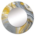 thumbnail image 2 of Designart "Marble Symphony Grey Yellow Expression" Abstract Round Mirror Wall Décor Modern - Large Grey Round Mirror - Round Mirror 36" x 36" Inch, 2 of 5