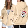 thumbnail image 2 of Ensemble de Trois Pièces à Manches Longues Col Rond pour Réunion de Famille de Noël (Papa) Chandail à Capuche à Fermeture à Glissière pour Femmes Chandail Robe à Capuche Athlétique Vêtements pour Femmes Motifs Décontractés Chandails en Molleton Simple Marron G, 2 of 6