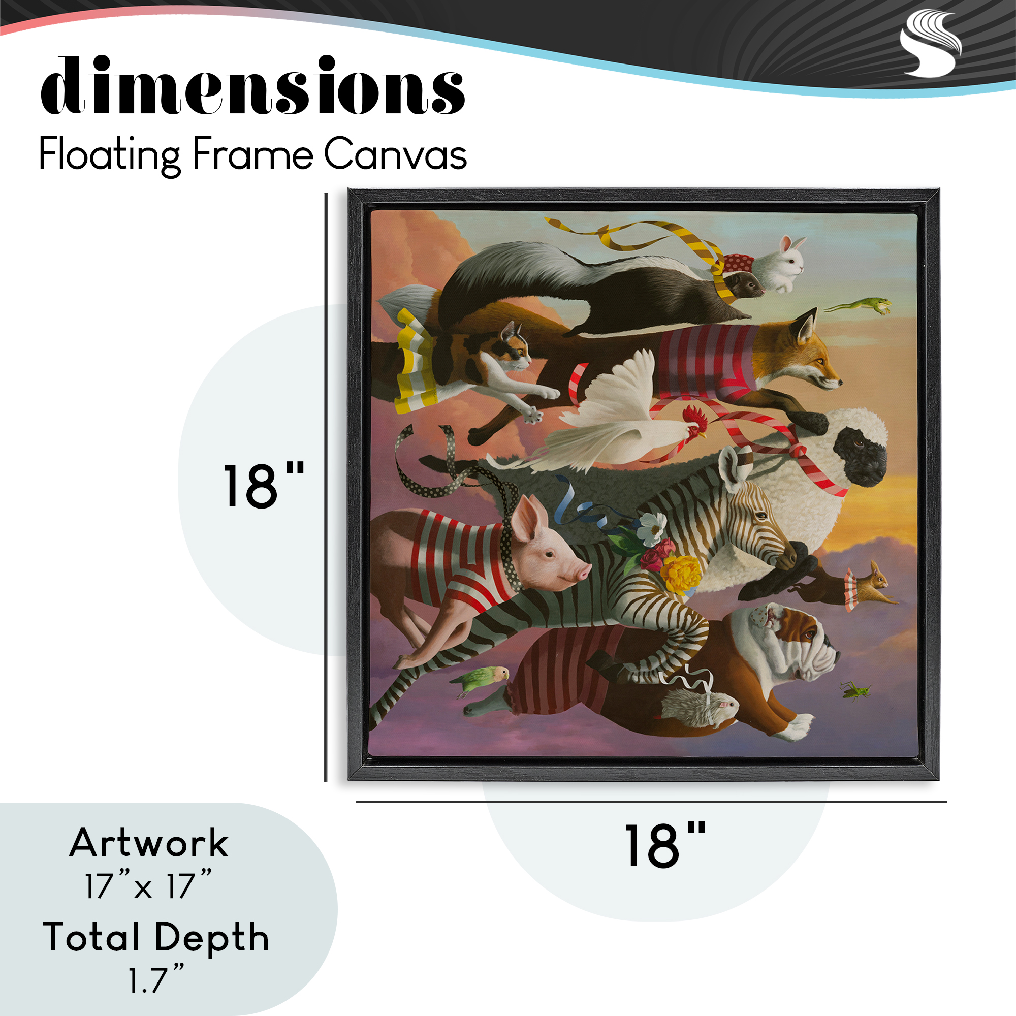 Thick As Thieves Animals Black Framed Floater Canvas Wall Art, design by Heather Gauthier