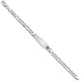 thumbnail image 2 of 14K White Gold Medical Soft Diamond Shape Red Enamel Figaro Link ID Bracelet, 2 of 6